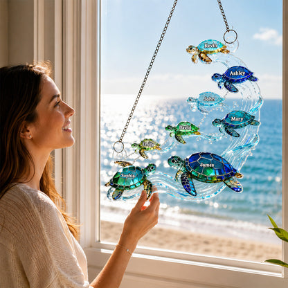 Sea Turtle Family - Personalized Suncatcher - Summer Decoration