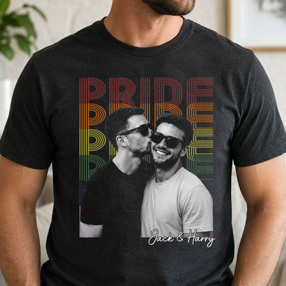 Retro Pride Bootleg Style LGBT+ Couple - Personalized Shirt - Gift For Couple, Happy Pride Month