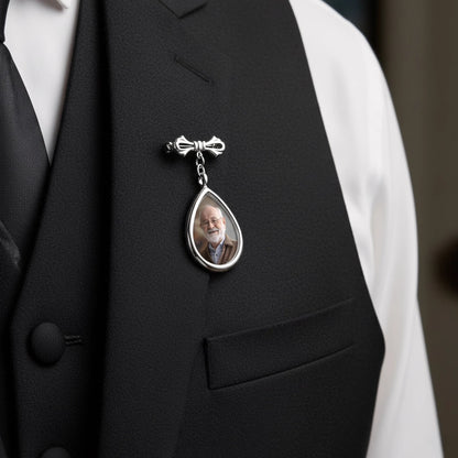 Custom Photo Teardrop Pin - Personalized Memorial Sympathy Graduation Gifts For Him, Her - Walking With You Today And Always