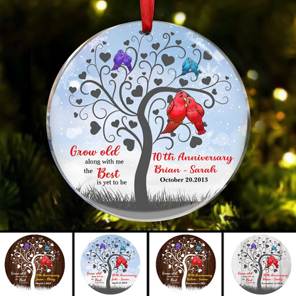 Couple - Grow Old Anniversary - Personalized Circle Ornament