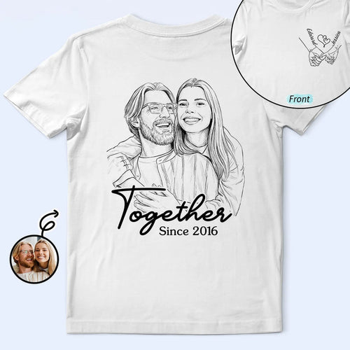 Custom Photo Pencil Sketch Together Since Couple - Personalized T Shirt