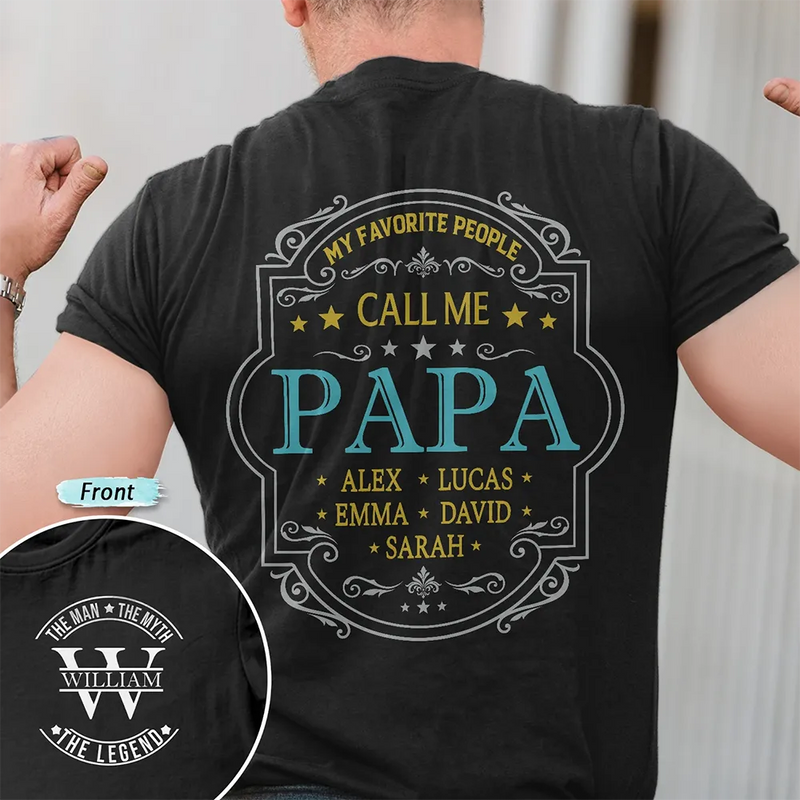 My Favorite People Call Me Grandpa Dad Vintage Label - Personalized T Shirt