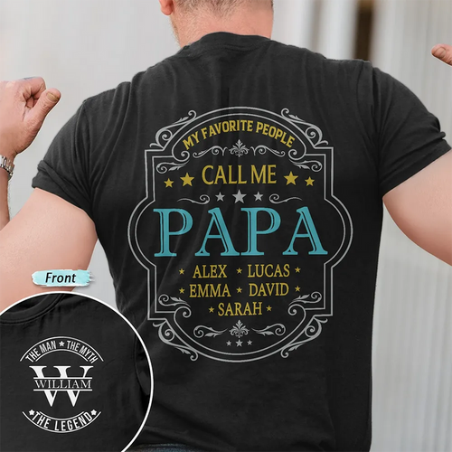 My Favorite People Call Me Grandpa Dad Vintage Label - Personalized T Shirt