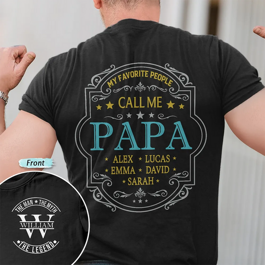 My Favorite People Call Me Grandpa Dad Vintage Label - Personalized T Shirt