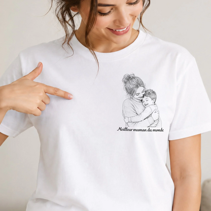 T-Shirt Imprimé Au Dos Personnalisé Photo – Cadeau Pour Papa, Maman – Meilleure maman du monde
