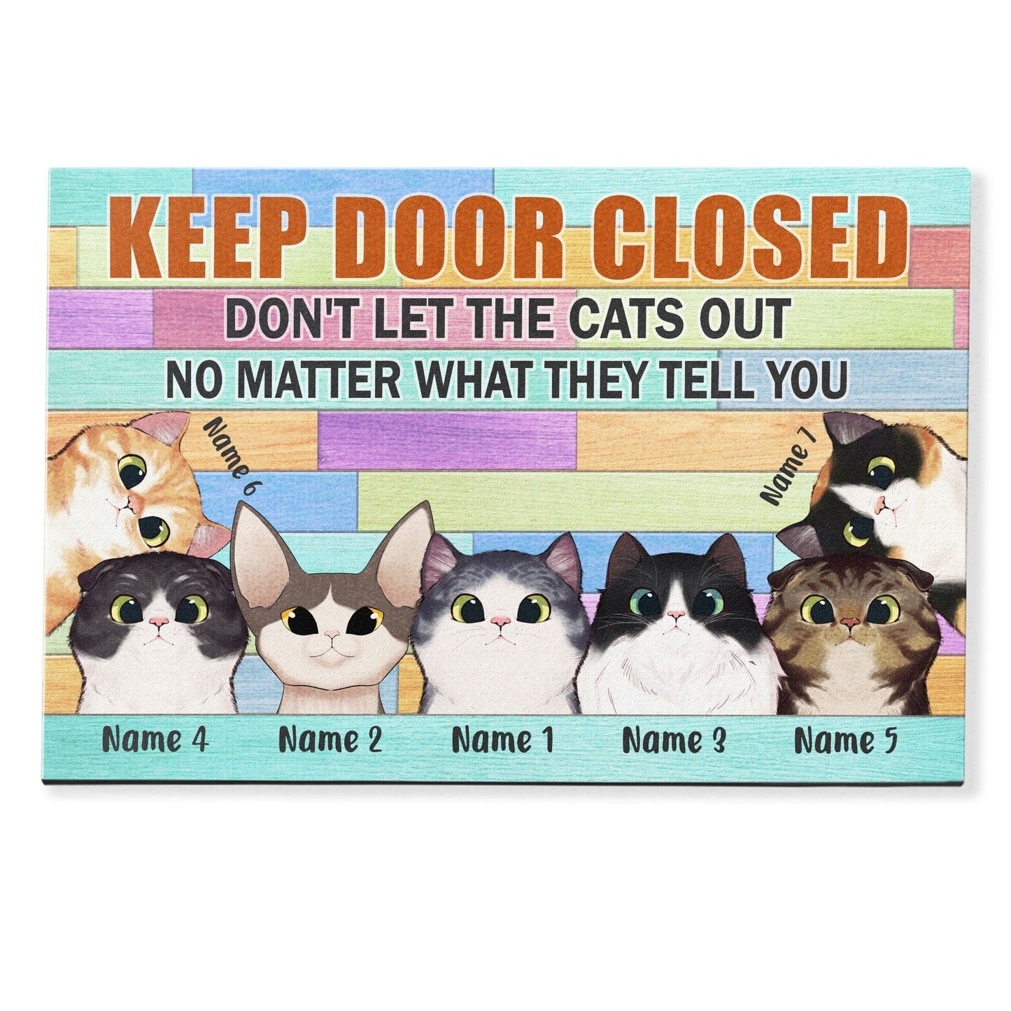 Keep Door Closed Don't Let The Cats Out, Cat Custom Doormat, Gift For Cat Lovers