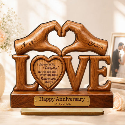 I Choose You Everyday Couple - Personalized Wooden Plaque - Heartfelt Anniversary Gift for Him, for Her