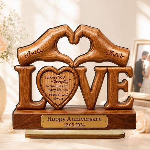 I Choose You Everyday Couple - Personalized Wooden Plaque - Heartfelt Anniversary Gift for Him, for Her