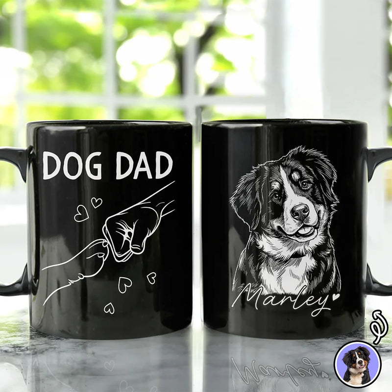 Custom Photo Pencil Sketch Best Dad Papa Ever - Personalized Mug