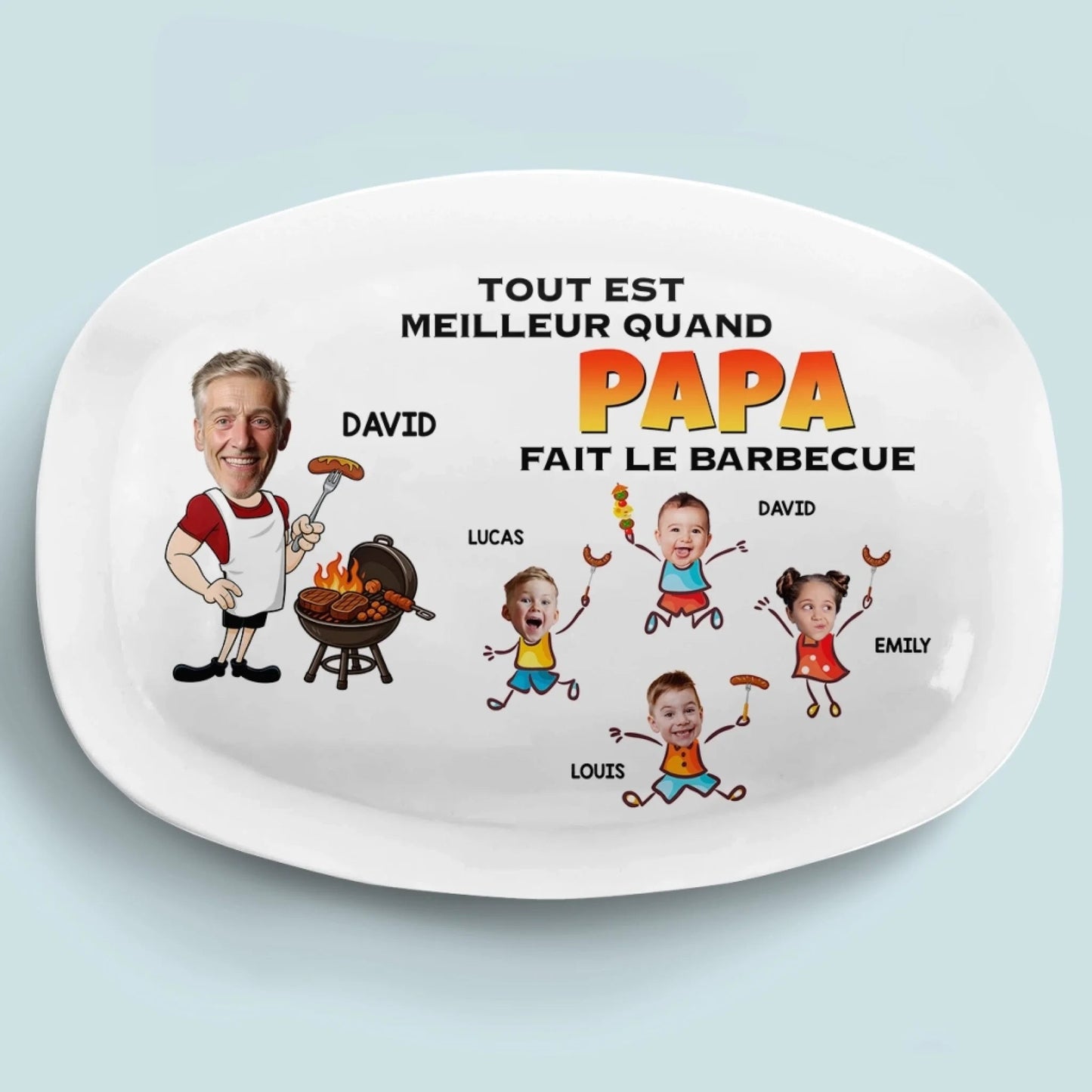 Planche De Grill Personnalisée Avec Photo – Cadeau Humoristiques Pour Papa, Papi – Plateau De Grilles Unique