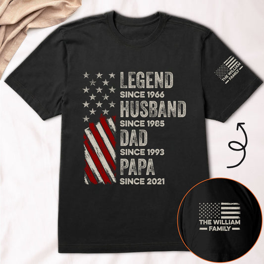 Father's Day Gifts, Legend, Husband, Dad And Grandpa Custom Family Name - Personalized Shirt