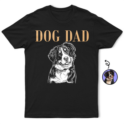 Custom Photo White Pencil Sketch Art Pet Dad Pet Mom Lovely Portrait - Personalized T Shirt