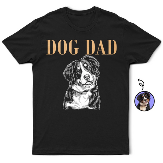 Custom Photo White Pencil Sketch Art Pet Dad Pet Mom Lovely Portrait - Personalized T Shirt
