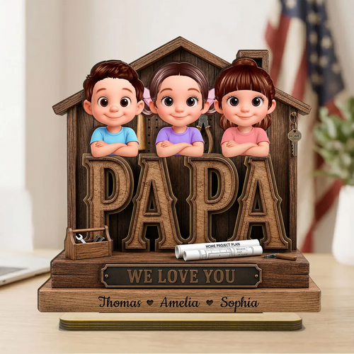 Papa Home Tools We Love You - Personalized Wooden Plaque - Father's Day Gift for Grandpa, Dad