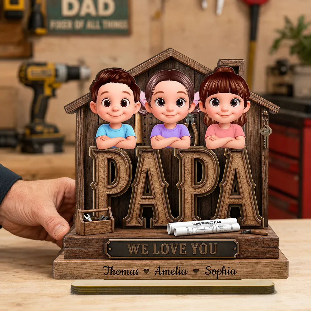 Papa Home Tools We Love You - Personalized Wooden Plaque - Father's Day Gift for Grandpa, Dad