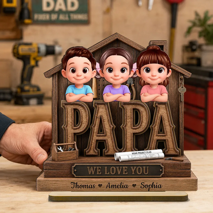 Papa Home Tools We Love You - Personalized Wooden Plaque - Father's Day Gift for Grandpa, Dad