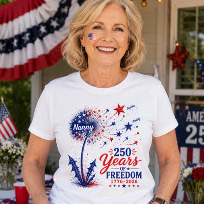 Grandma Patriotic Dandelion 250th Anniversary - Personalized Shirt - Gift for Grandma