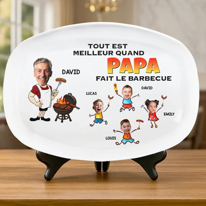 Planche De Grill Personnalisée Avec Photo – Cadeau Humoristiques Pour Papa, Papi – Plateau De Grilles Unique