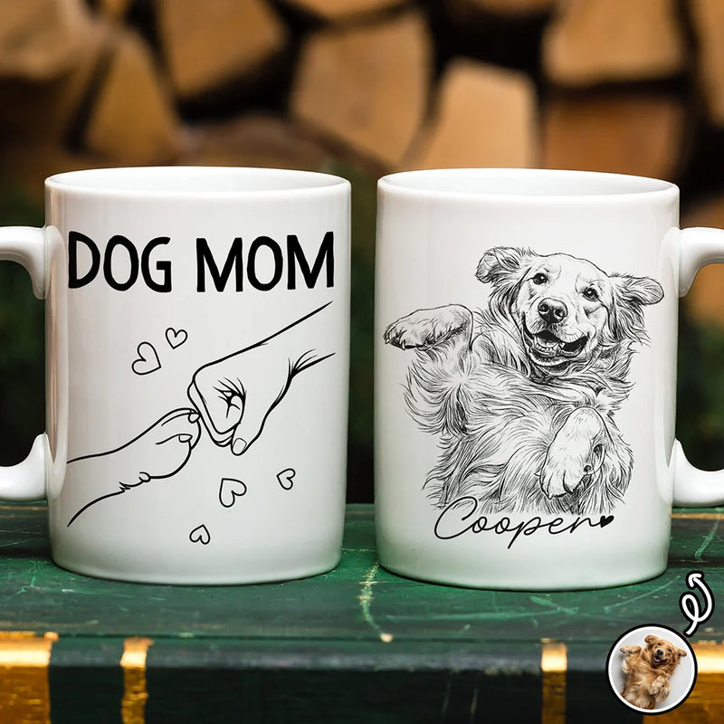 Custom Photo Pencil Sketch Best Dad Papa Ever - Personalized Mug
