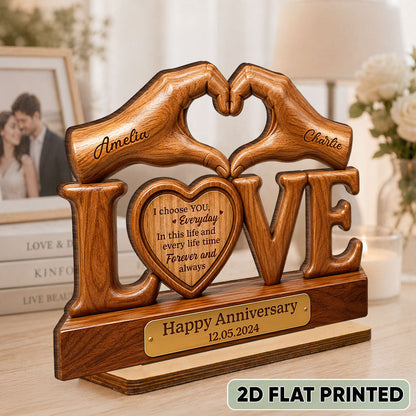 I Choose You Everyday Couple - Personalized Wooden Plaque - Heartfelt Anniversary Gift for Him, for Her