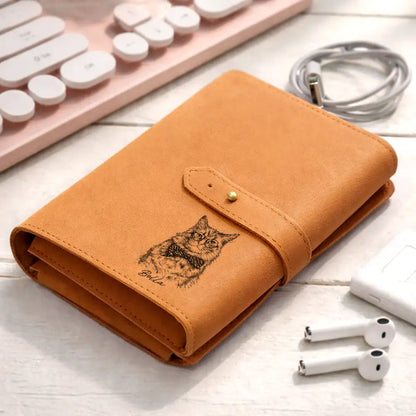 Custom Photo Bold Sketch Lovely Family Portrait - Personalized Leather Cable Bag
