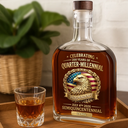 Custom Liquor Decanter - America 250th Anniversary Gifts For Women, Men - Proud Hearts Stand Tall