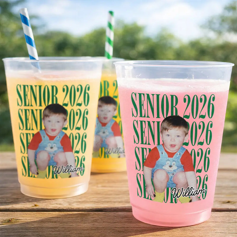 Custom Photo Senior Vintage Portrait - Personalized Frosted Cups