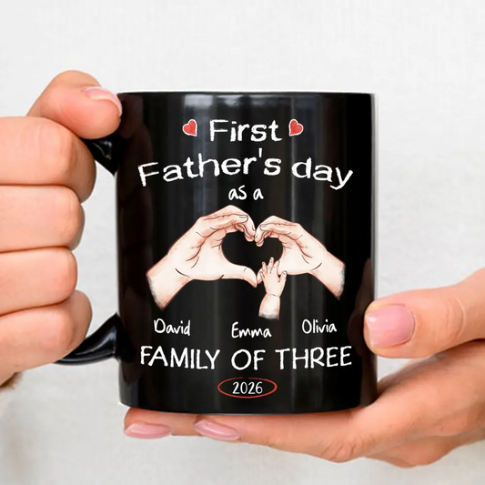 As A Family Of Three Fathers Day - Personalized Custom Coffee Mug