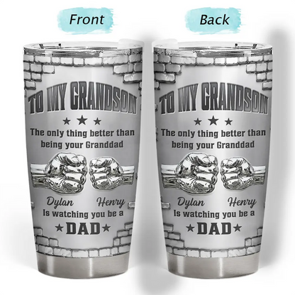 Metal Effect Hand Punch Watching You Be A Dad - Personalized Tumbler