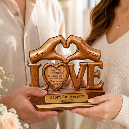 I Choose You Everyday Couple - Personalized Wooden Plaque - Heartfelt Anniversary Gift for Him, for Her