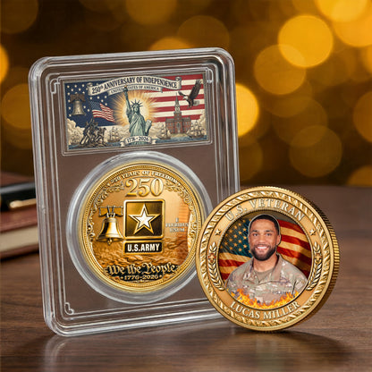 U.S. Veteran 250 Years Of Freedom Custom Photo - Personalized Coin