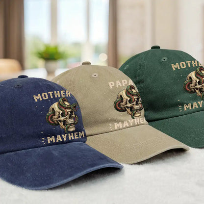 Father Of Mayhem - Personalized Vintage Washed Denim Cap