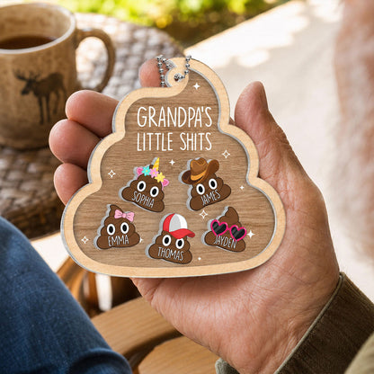 Grandpa's Little Turds - Personalized Shaker Car Ornament - Funny Father's Day Gift For Grandpa