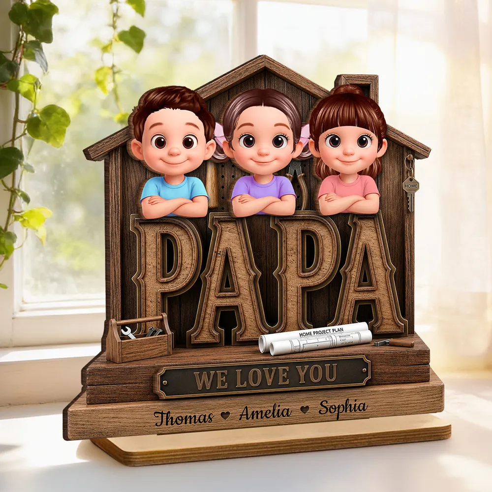 Papa Home Tools We Love You - Personalized Wooden Plaque - Father's Day Gift for Grandpa, Dad