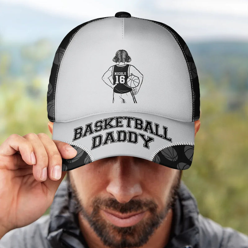 Basketball Dad Papa Kids Backside Line Art - Personalized Classic Cap