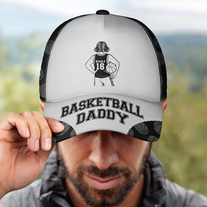 Basketball Dad Papa Kids Backside Line Art - Personalized Classic Cap