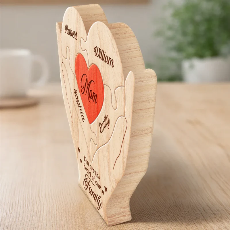 Hands Holding Heart You Are The Piece That Holds Us Together - Personalized Custom Shaped Wooden Puzzle
