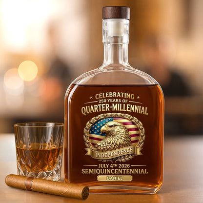 Custom Liquor Decanter - America 250th Anniversary Gifts For Women, Men - Proud Hearts Stand Tall