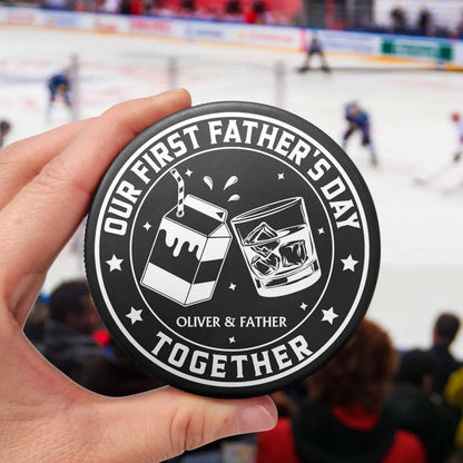 Our First Father's Day Together - Personalized Hockey Puck Bottle Opener