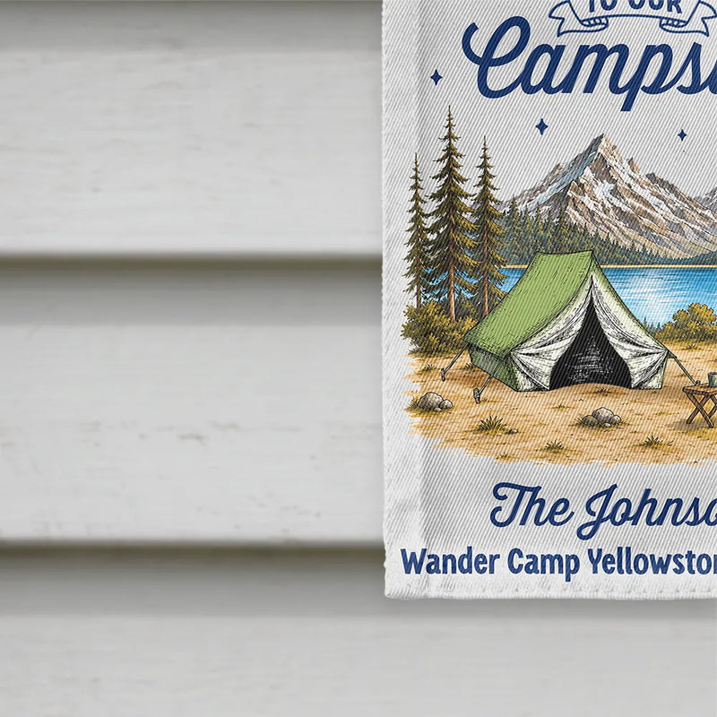 Family Welcome To Our Campsite - Personalized Flag