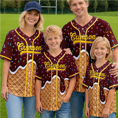 Melting Ice Cream - Personalized Baseball Jersey Shirt