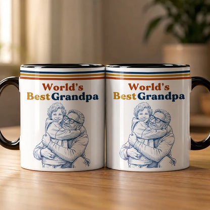 Custom Photo Pencil Sketch World's Best Dad Retro - Personalized Mug