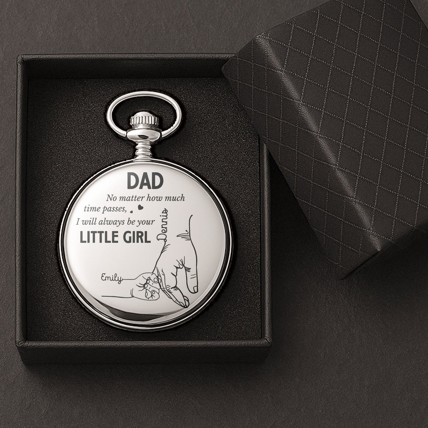Father's Day Gifts, How Much Time Passes, I Will Always Be Your Little Girl - Personalized Pocket Watch - Gift For Dad