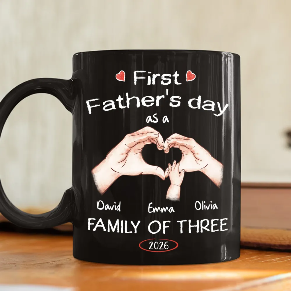 As A Family Of Three Fathers Day - Personalized Custom Coffee Mug