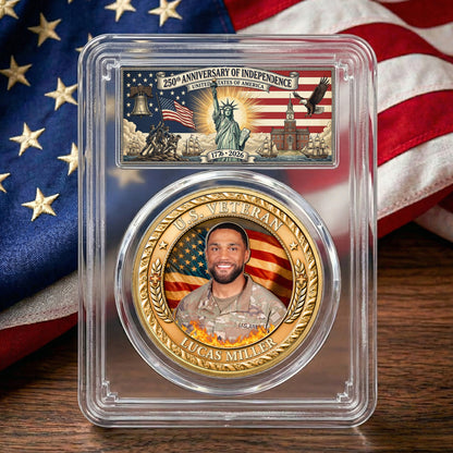U.S. Veteran 250 Years Of Freedom Custom Photo - Personalized Coin