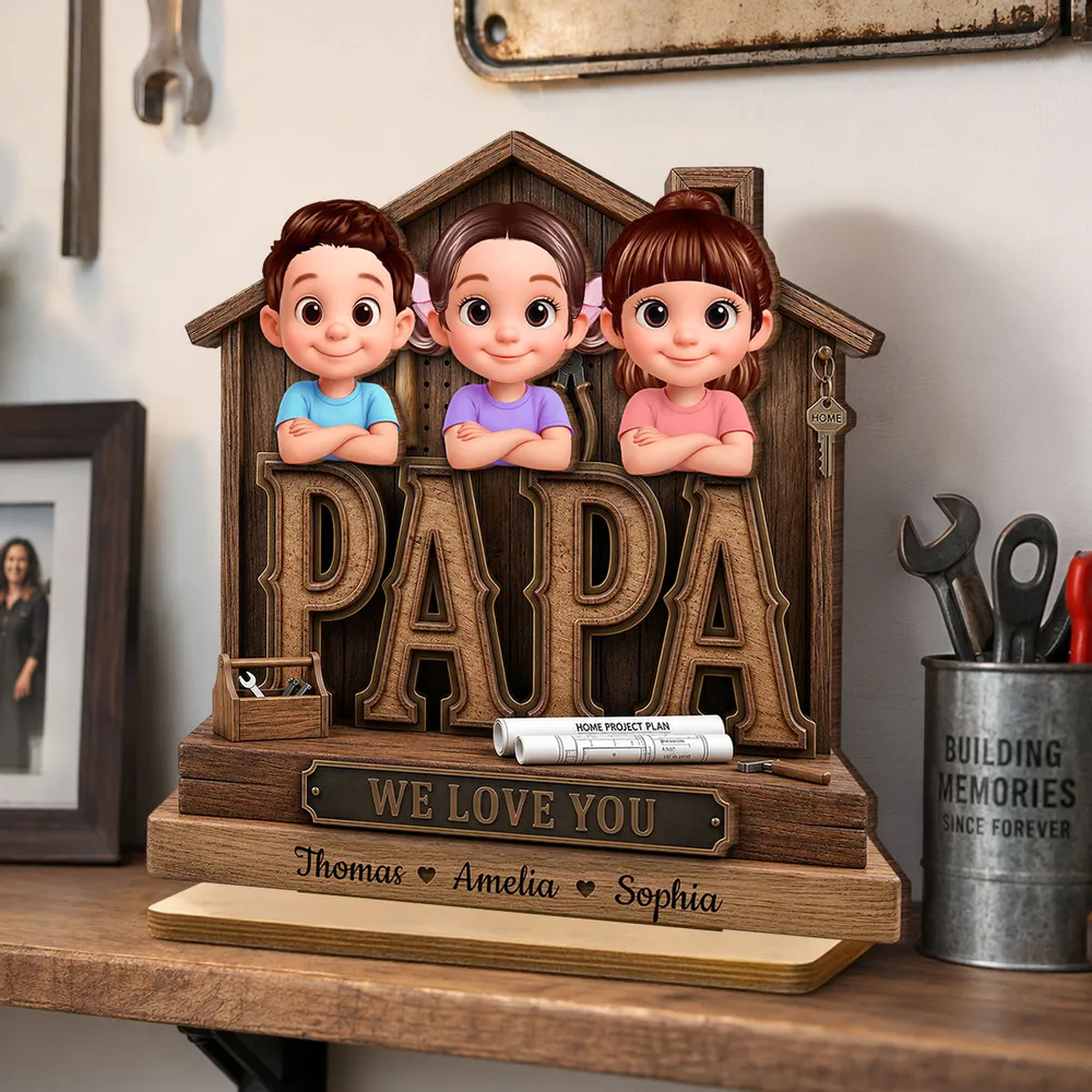 Papa Home Tools We Love You - Personalized Wooden Plaque - Father's Day Gift for Grandpa, Dad