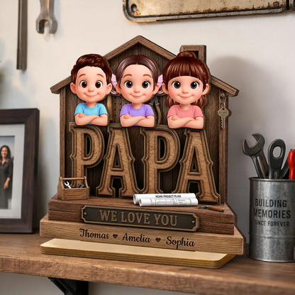 Papa Home Tools We Love You - Personalized Wooden Plaque - Father's Day Gift for Grandpa, Dad