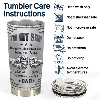Metal Effect Hand Punch Watching You Be A Dad - Personalized Tumbler