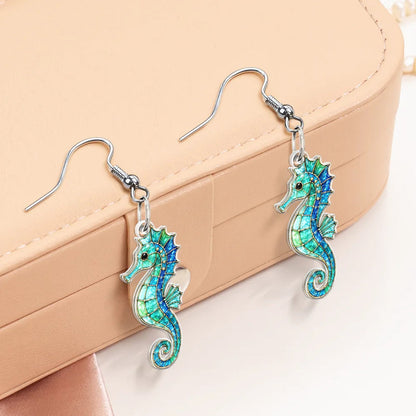 Sea Turtle Starfish Summer Vibe Icon Stained Glass Effect - Personalized Acrylic Earrings