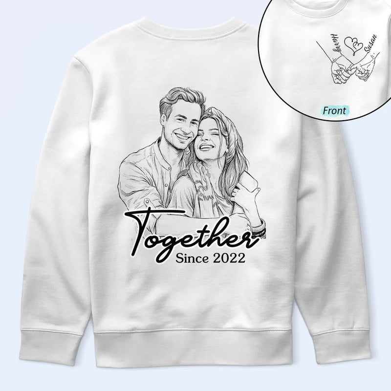Custom Photo Pencil Sketch Together Since Couple - Personalized T Shirt
